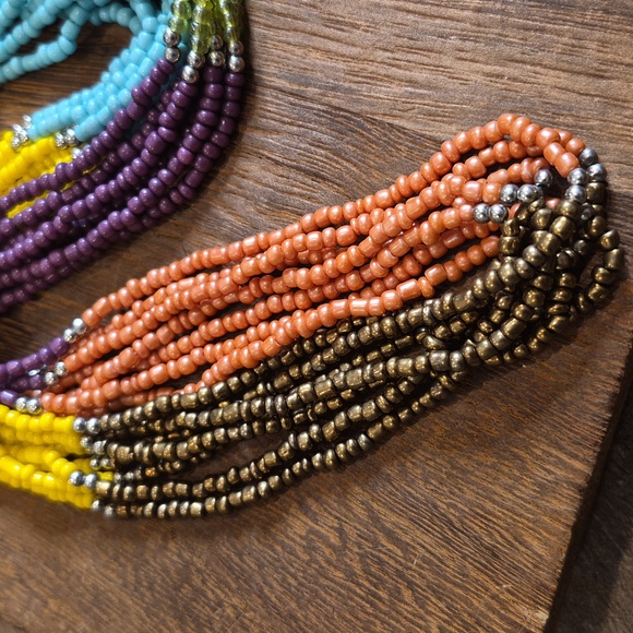 Vintage Colorful Bohemian Seed Bead Necklace, Lobster Clasp Closure - Picture 2 of 8